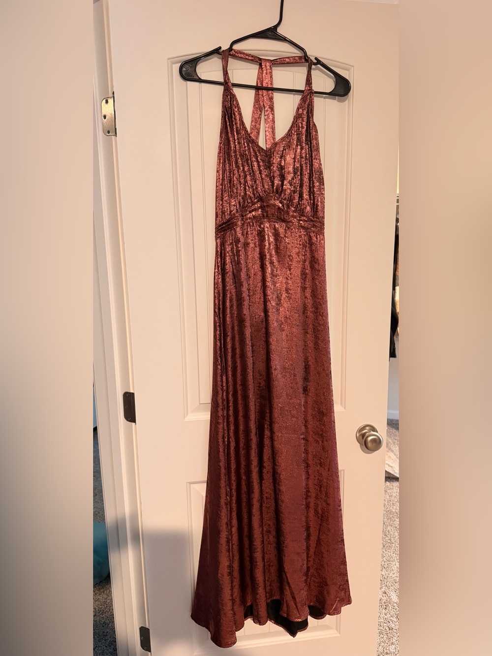 Joyfolie NWT Sleeveless V-Neck Maxi Dress in Metallic Raisin